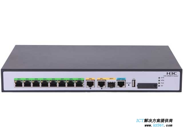 华三H3C MSR810-10-PoE-Plus路由器 RT-MSR810-10-PoE-Plus（H3C MSR810 企业级10端口千兆路由器(PoE+, 150W)）